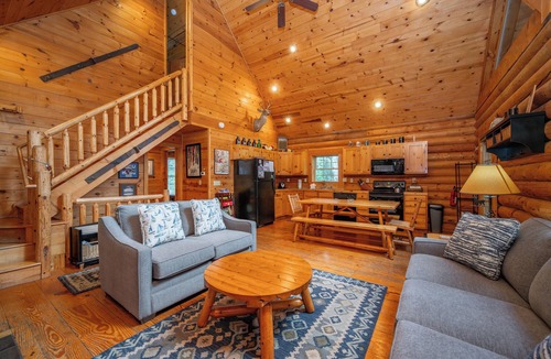Thayerville Cabin | Cozy Dog Friendly Log Cabin w/Hot Tub & Fireplace