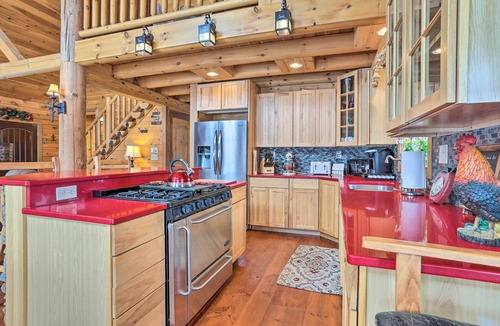 Mt Cobb Villa | Fire Pit & Game Room: Waterfront Poconos Cabin