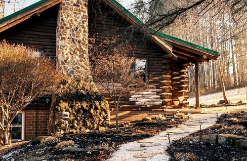 Mount Liberty Cabin | Inground Pool, Hot Tub, Fire Pit at Large Log Cabin near Mohican State Park