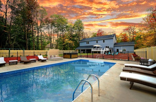 Tunkhannock Township House | Luxury 6BR Mountain Mansion w/Hot Tub & Fire Pit