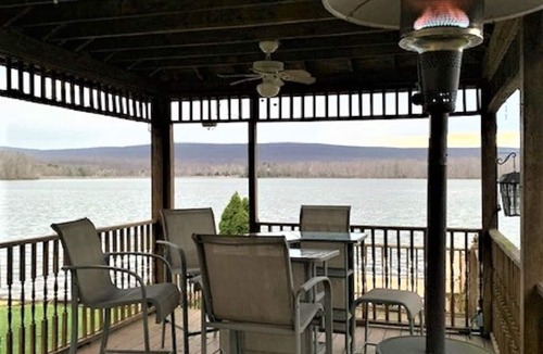 Drums Ski Chalet | Pocono Area Lakefront Estate, GREAT FOR KIDS, Pontoon boat for rent, game room.