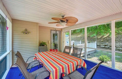 East Stroudsburg House | Porch & Fire Pit: Shawnee on Delaware Home!