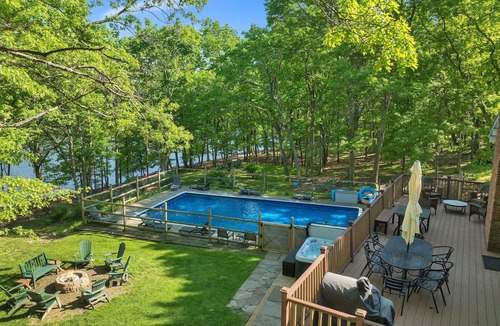 Pocono Mountain Lake House | Pvt Hot Tub, Lakefront, Foliage, Heated Pool, Hike Ping Pong, Foosball