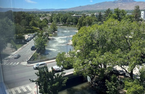 Downtown Reno Apartment | Reno 1 Bedroom, corner view condo, on the Truckee River Walk, bike, theater.