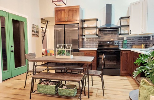 Chillicothe Cabin | Walk to State Park trails! Modern cabin surrounded by woods + hot tub + firepit