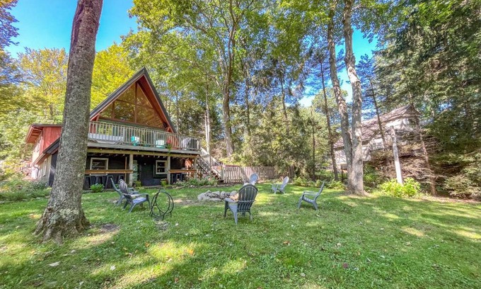 Thayerville House | New Construction Modern Lakefront A-Frame with Hot Tub Fire Pit