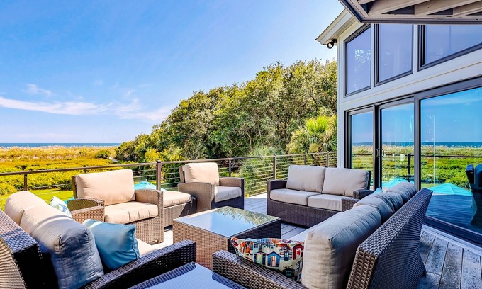 Folly Field House | Stunning Oceanfront Hideaway with Private Pool, Deck, and Yard - Dogs Welcome